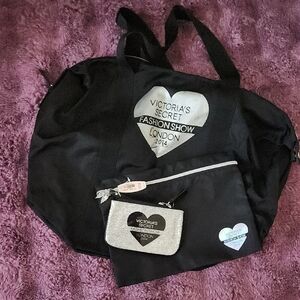 Victoria's Secret Black and Silver Travel Bag Set